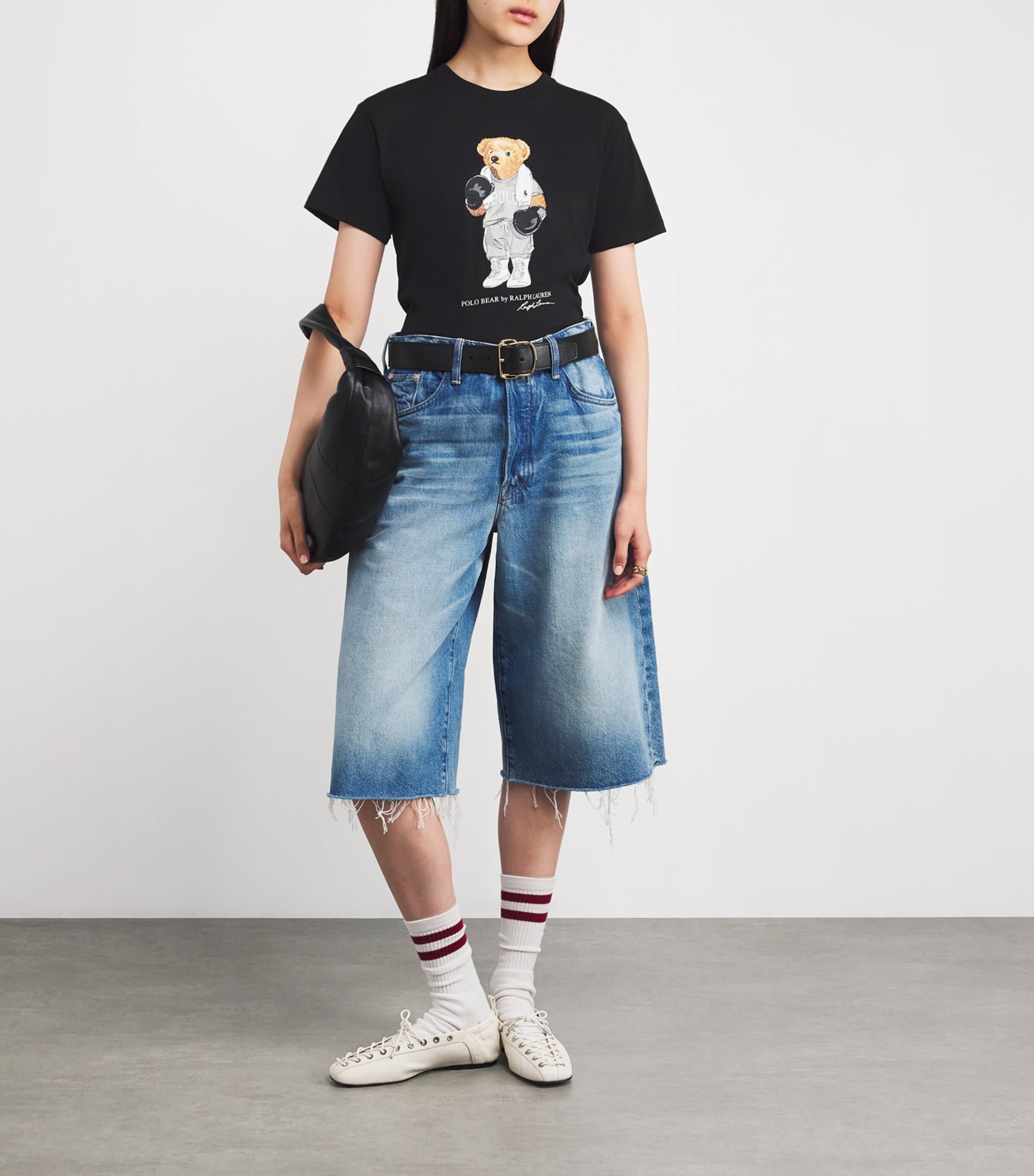 Polo Ralph Lauren Black Cotton Polo Bear T-Shirt