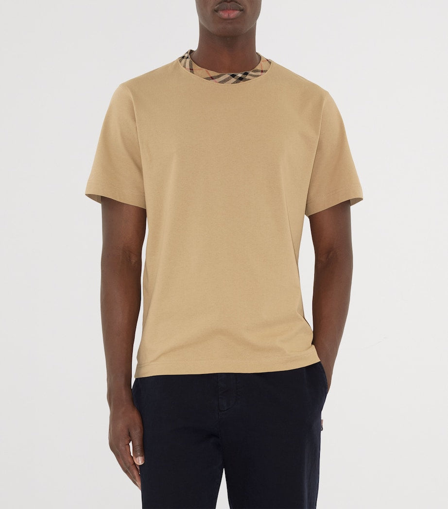 Burberry Cotton Check-Neckline T-Shirt