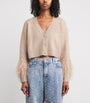 Cinq A Sept Beige Feather-Trim Bria Cardigan