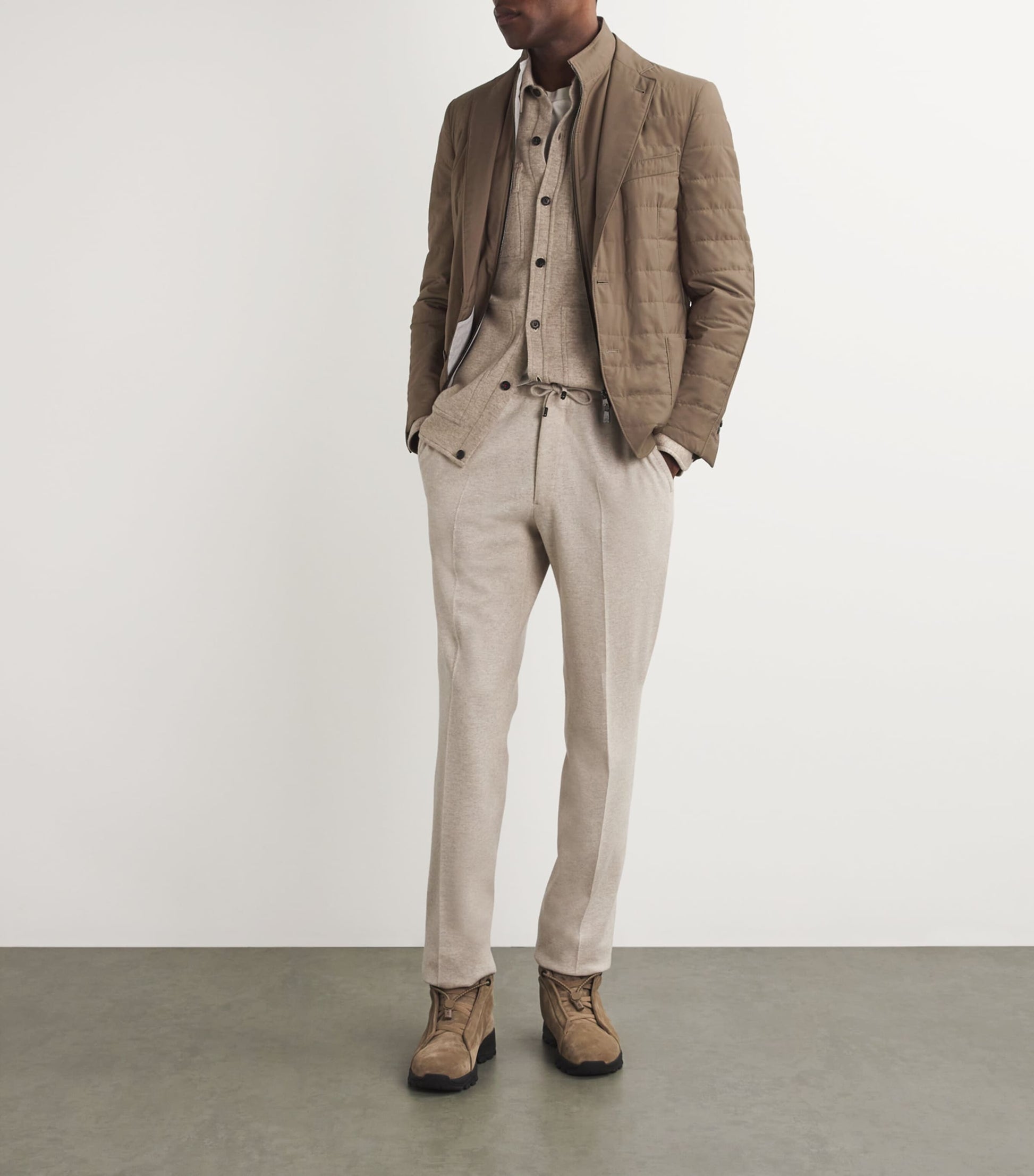 Corneliani Beige Technical Quilted Blazer