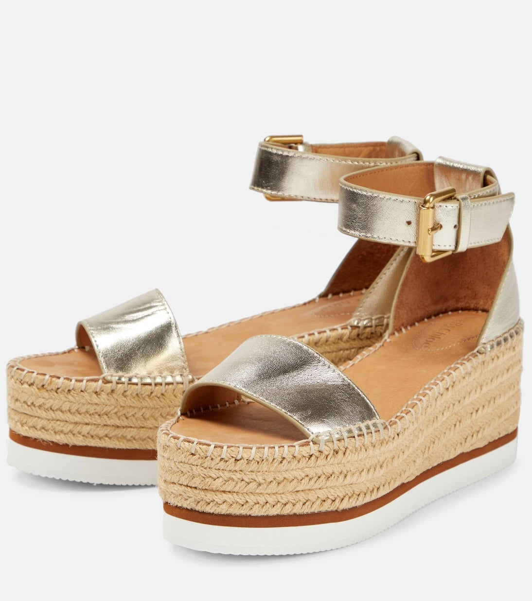See By Chloé - صنادل غلين إسبادريل بكعب منصة من الجلد