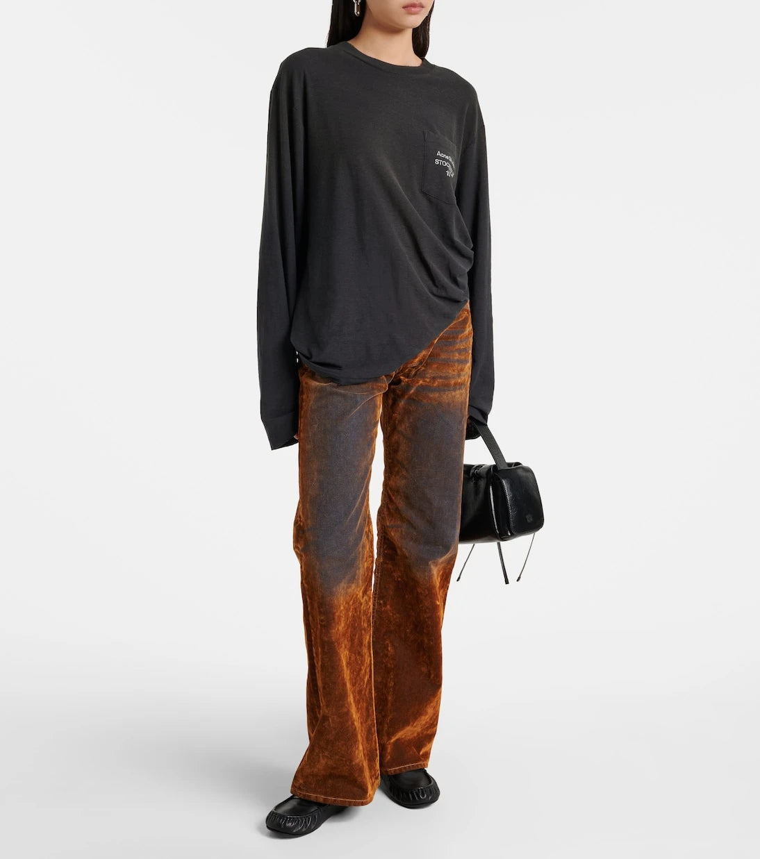 Acne Studios - بنطلون جينز بخصر متوسط وقصة ساق واسعة