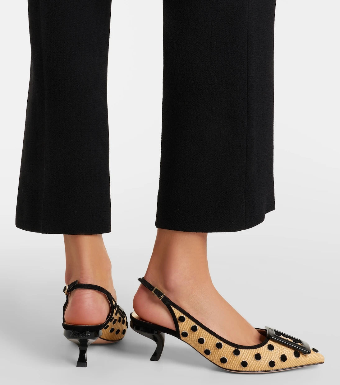 Roger Vivier - Virgule polka-dot canvas slingback pumps