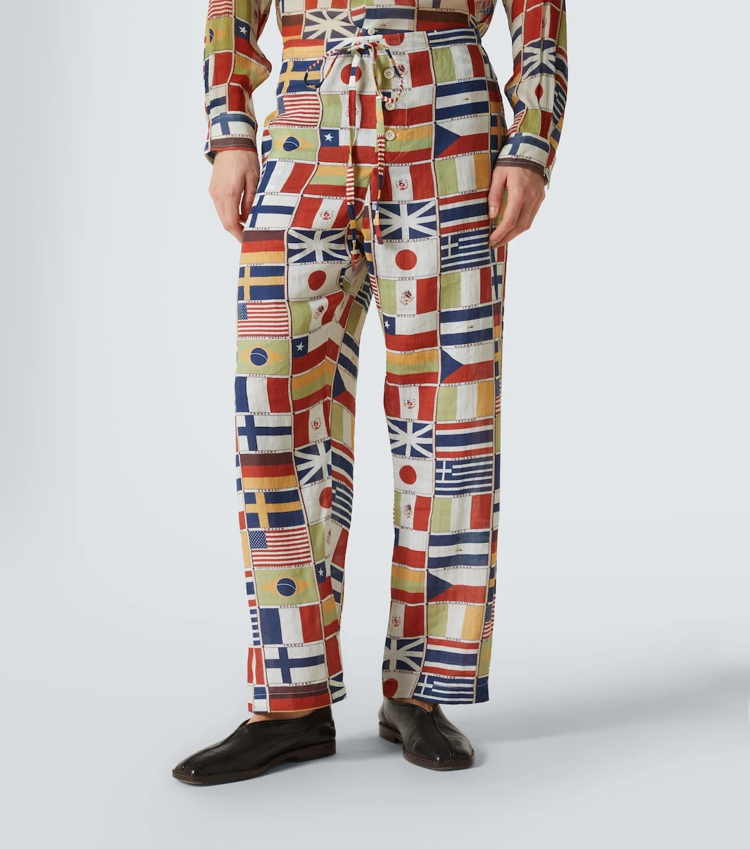 Bode - International printed linen straight pants