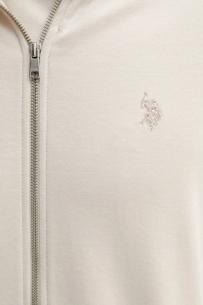 U.S. Polo Assn. капüşonlu fermuarlı erkek pamuklu sweatshirt DHM Interlock Zip