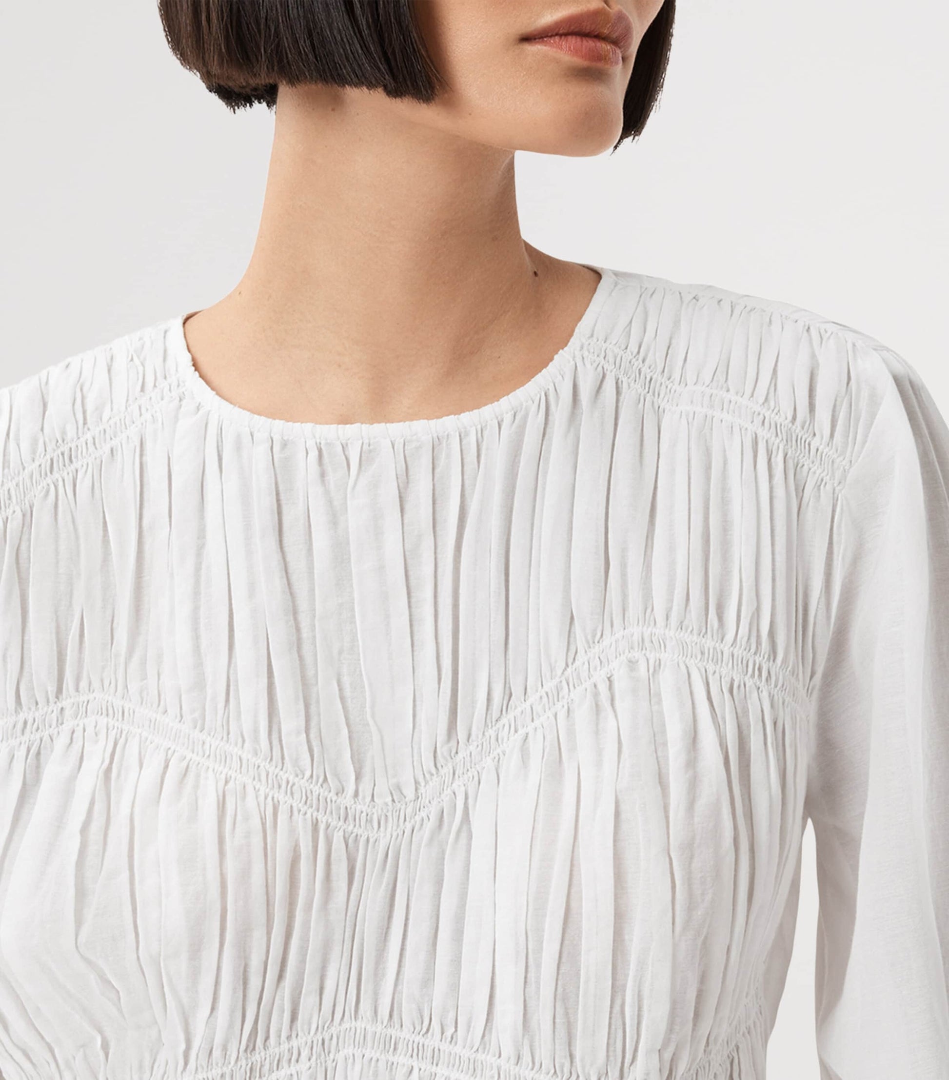 AllSaints White Gathered Melani Blouse