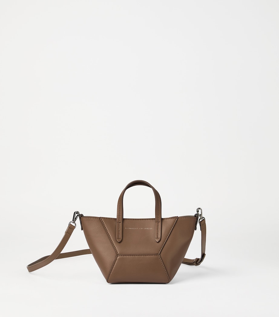 Brunello Cucinelli Mini Calfskin BC Duo Tote Bag