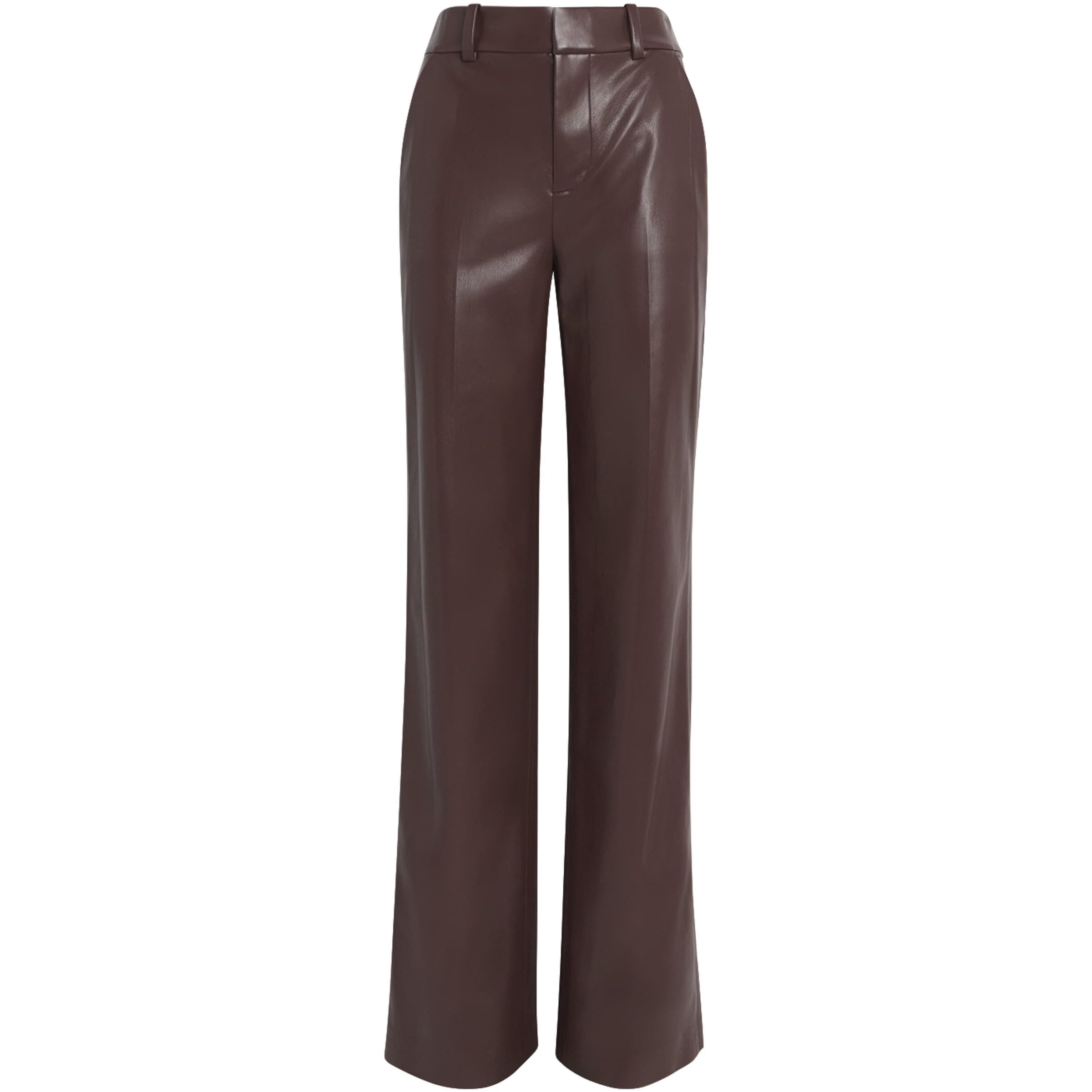Alice+Olivia Brown Vegan Leather Alexander Trousers