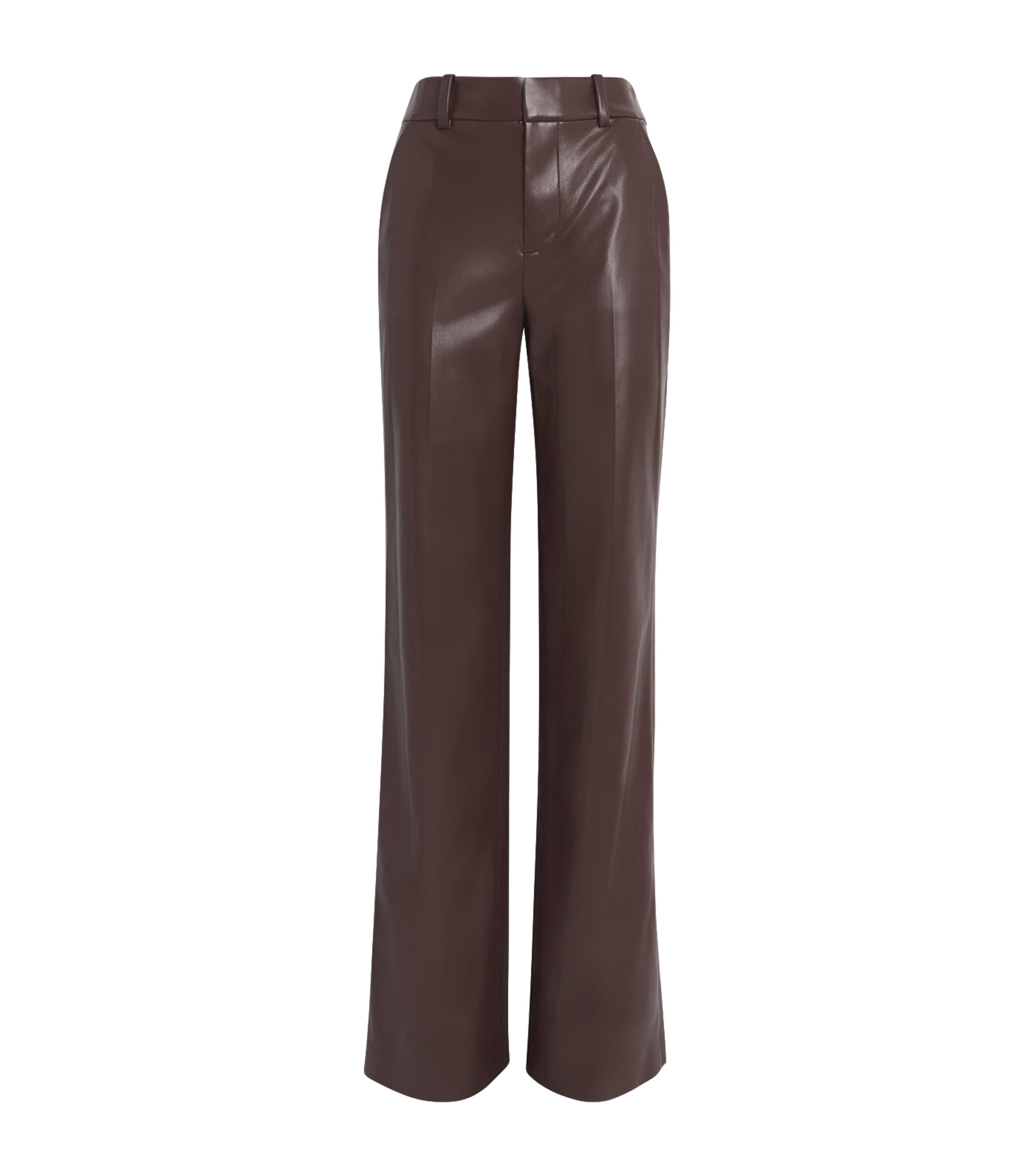 Alice+Olivia Brown Vegan Leather Alexander Trousers