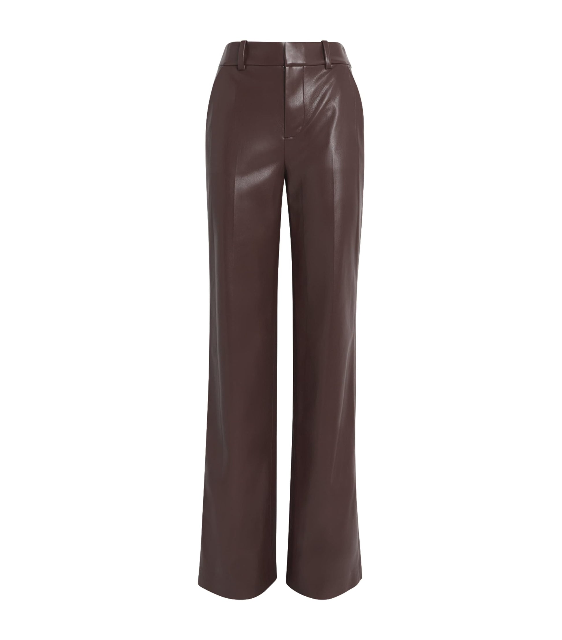 Alice+Olivia Brown Vegan Leather Alexander Trousers