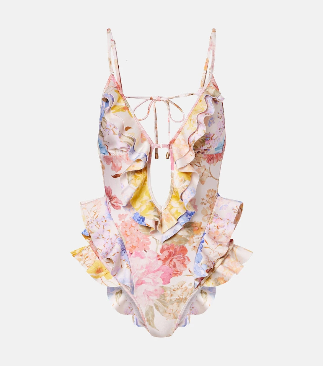 Zimmermann - Como floral ruffled swimsuit