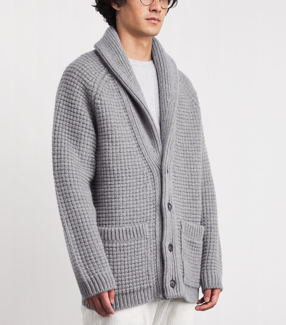 Eleventy Grey Wool-Cashmere Shawl Cardigan