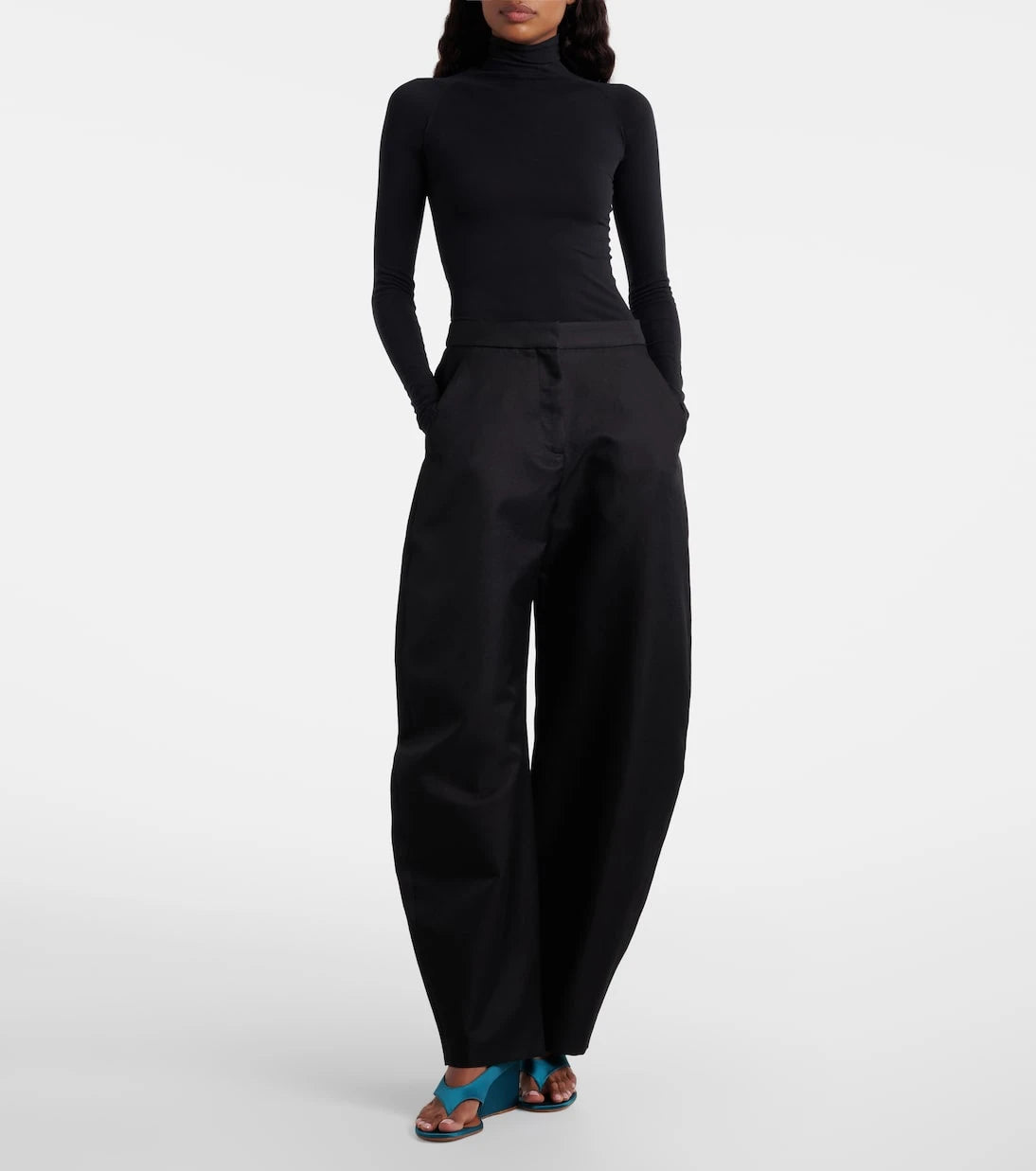 Alaïa - Cube satin wedge thong sandals