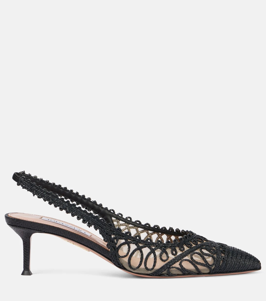 Aquazzura - Kahlo 50 raffia-effect slingback pumps