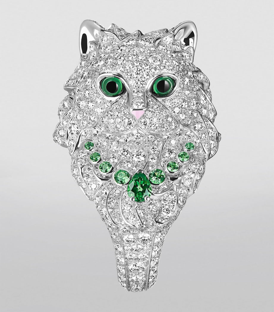 White Gold and Diamond Wladimir the Cat Ring