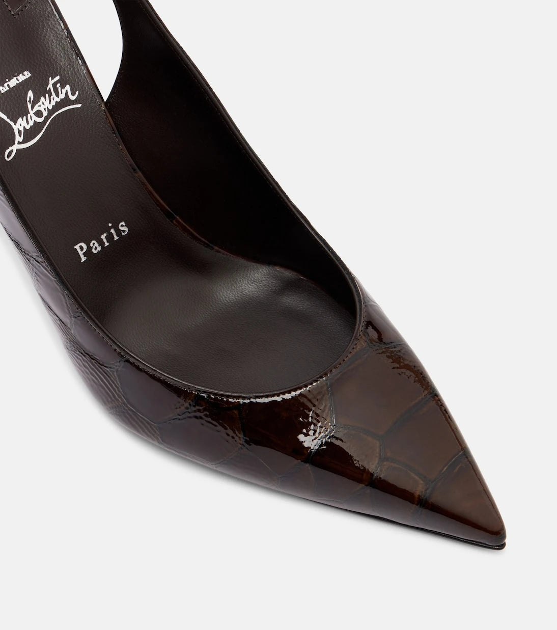 Christian Louboutin - حذاء كوندورا 85 بكعب عالٍ ومفتوح من الخلف بنقشة جلد التمساح