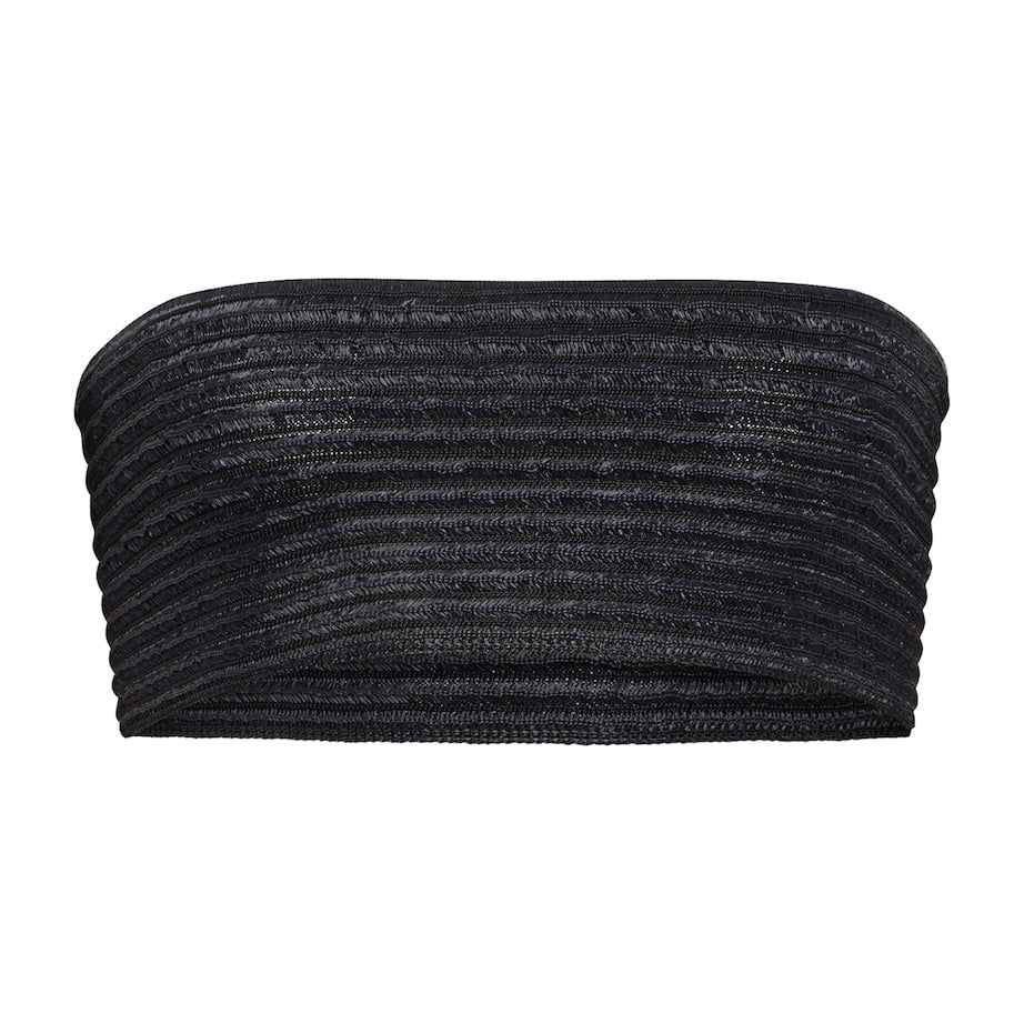 Black Knitted Bandeau Top