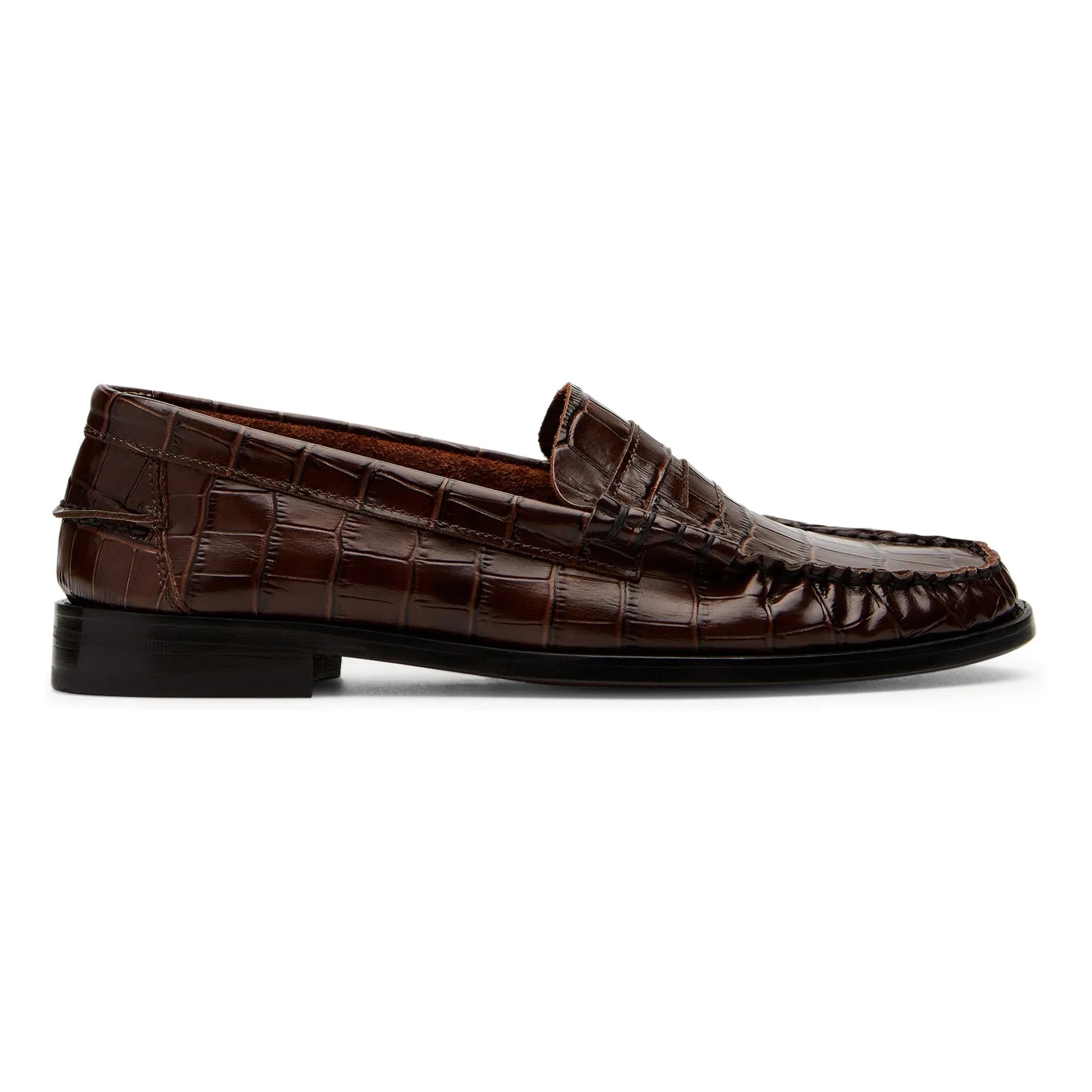 Augusta - Zoe Crocodile Effect Loafers | Chocolate