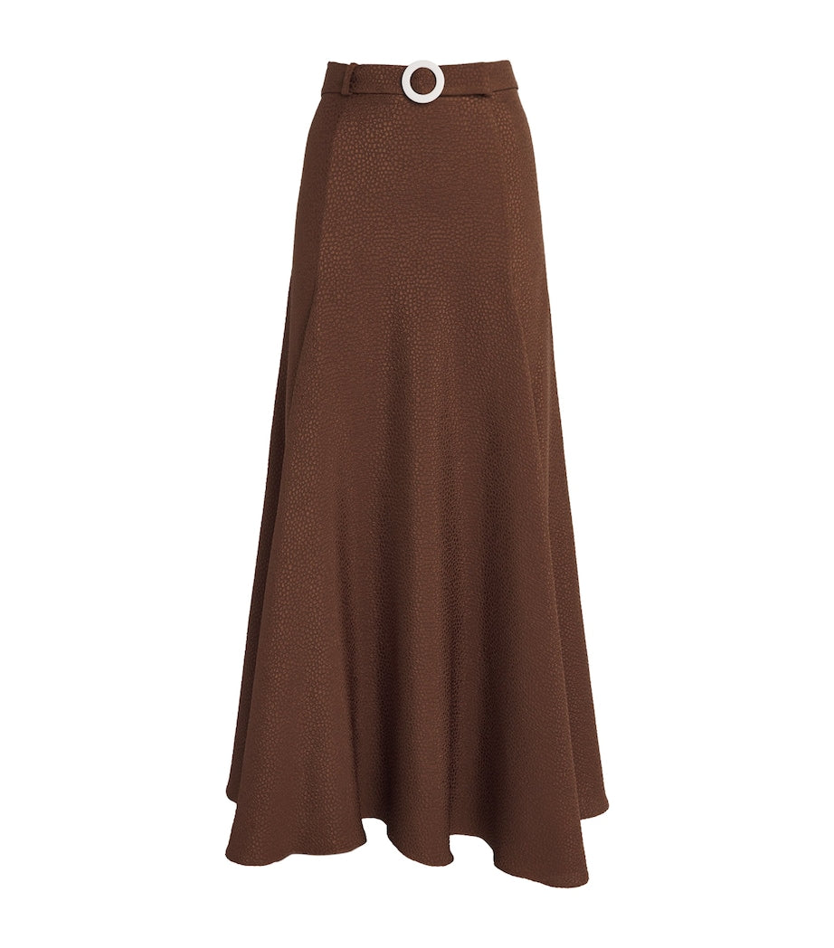 Edeline Lee Brown Jacquard Jete Midi Skirt