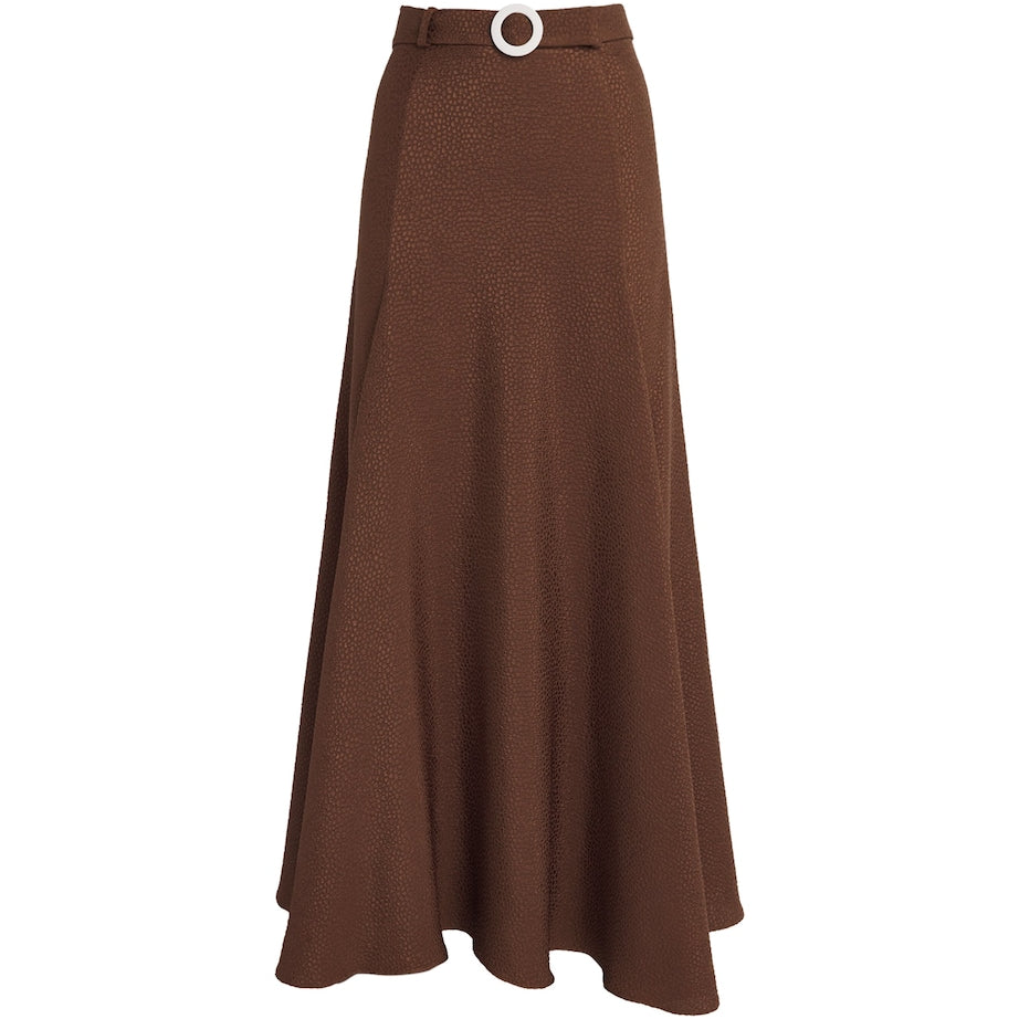 Edeline Lee Brown Jacquard Jete Midi Skirt