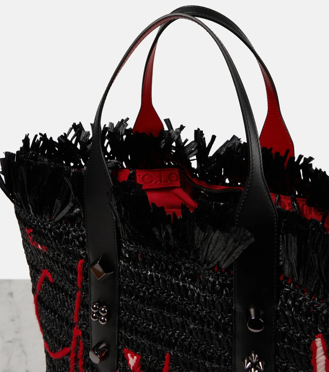 Christian Louboutin - Frangibus Medium embroidered raffia tote bag