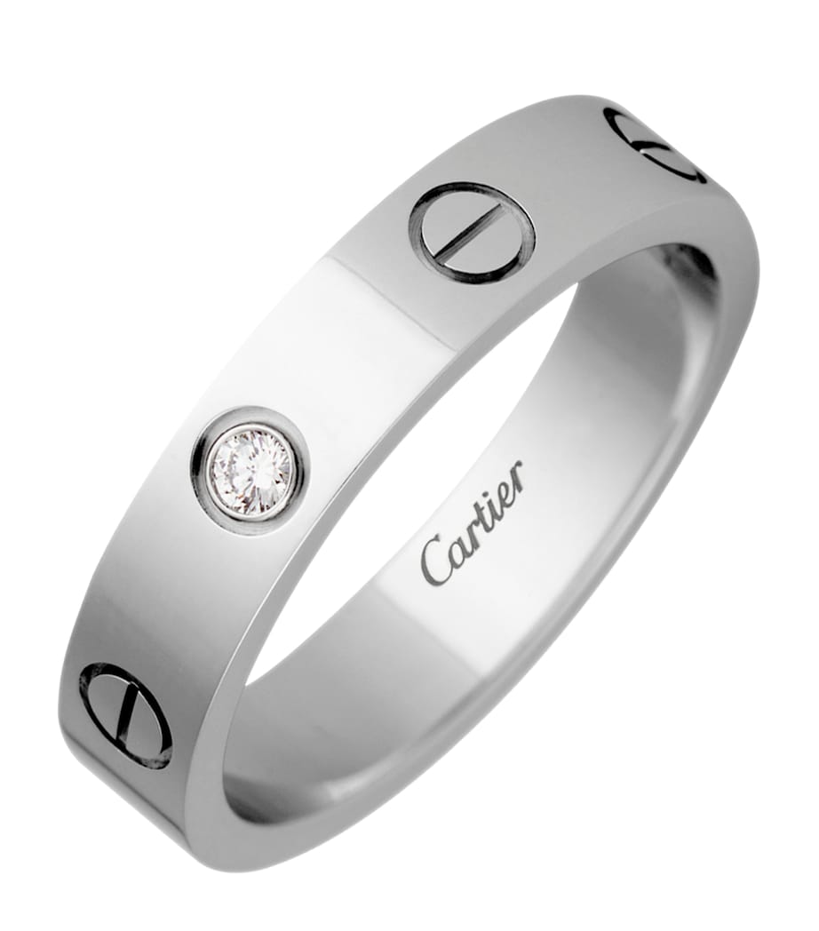 White Gold and Diamond LOVE Wedding Band