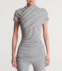 Balmain Grey Draped Knit Top