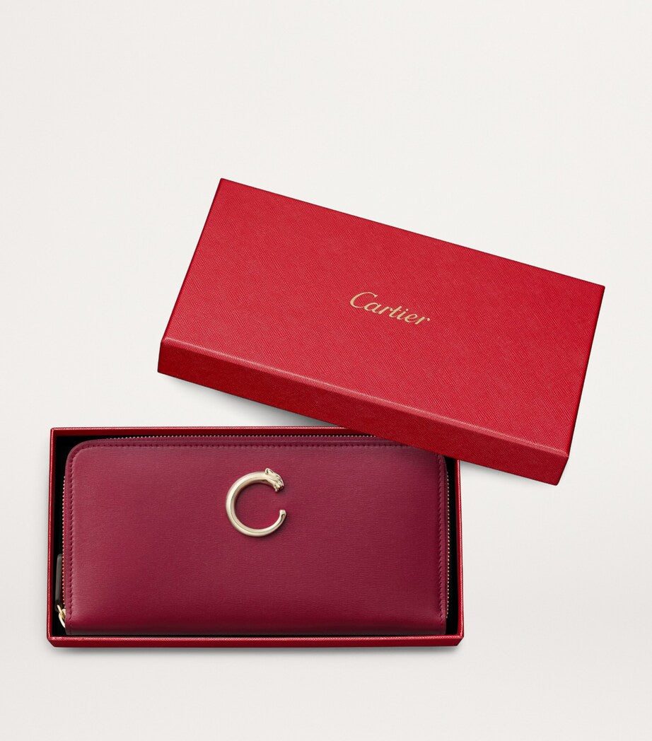 Red Calfskin Panthère de Cartier Wallet