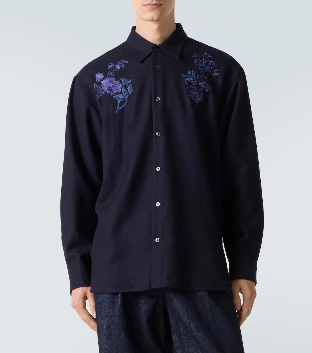 Dries Van Noten - Embroidered wool shirt