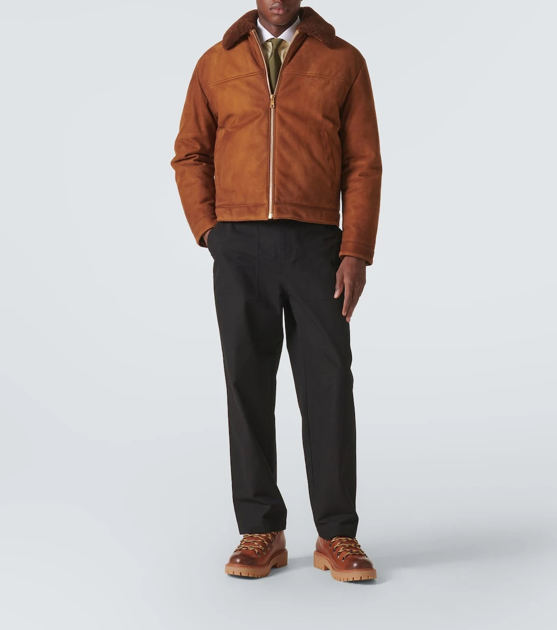 Prada - Shearling-trimmed suede jacket