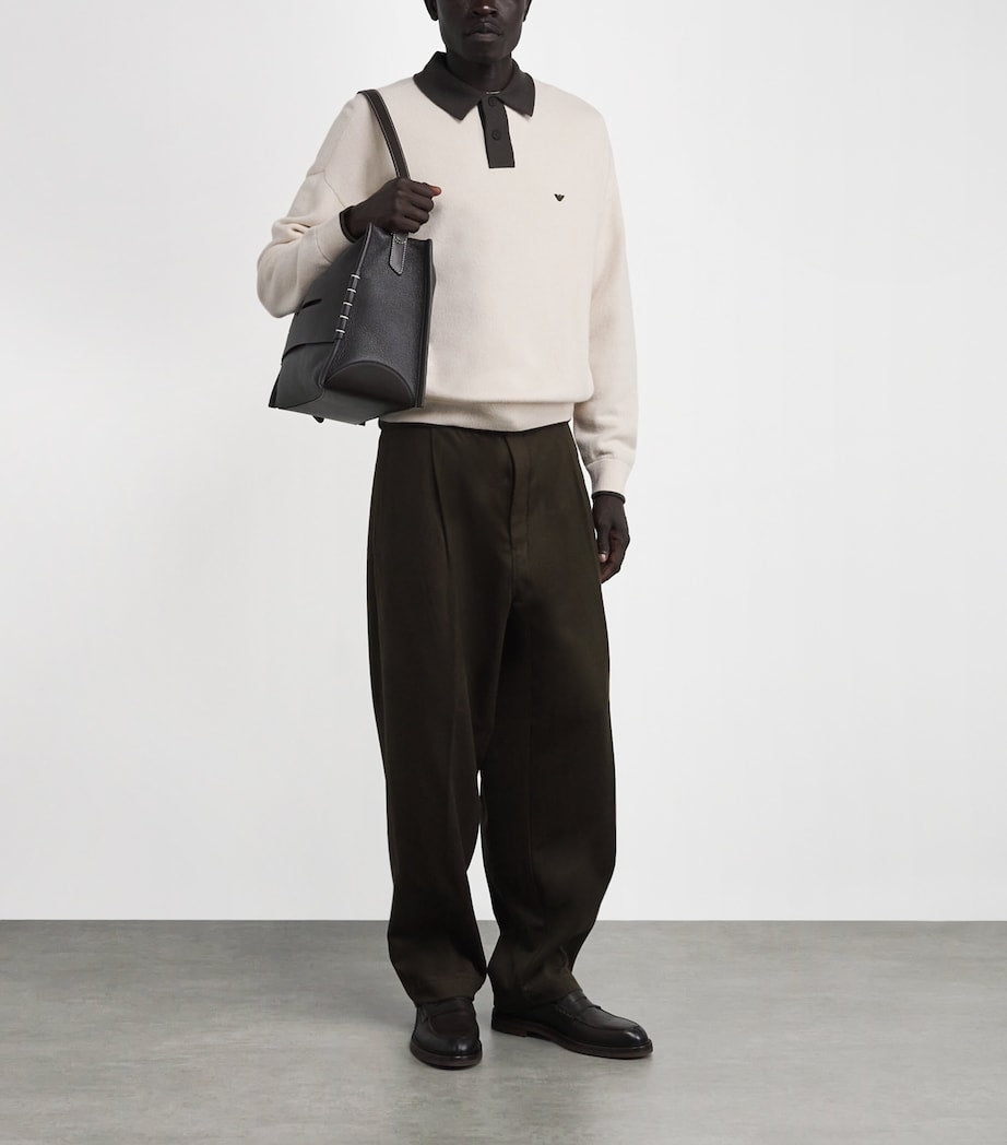 Emporio Armani Multi Virgin-Wool Logo Polo Sweater