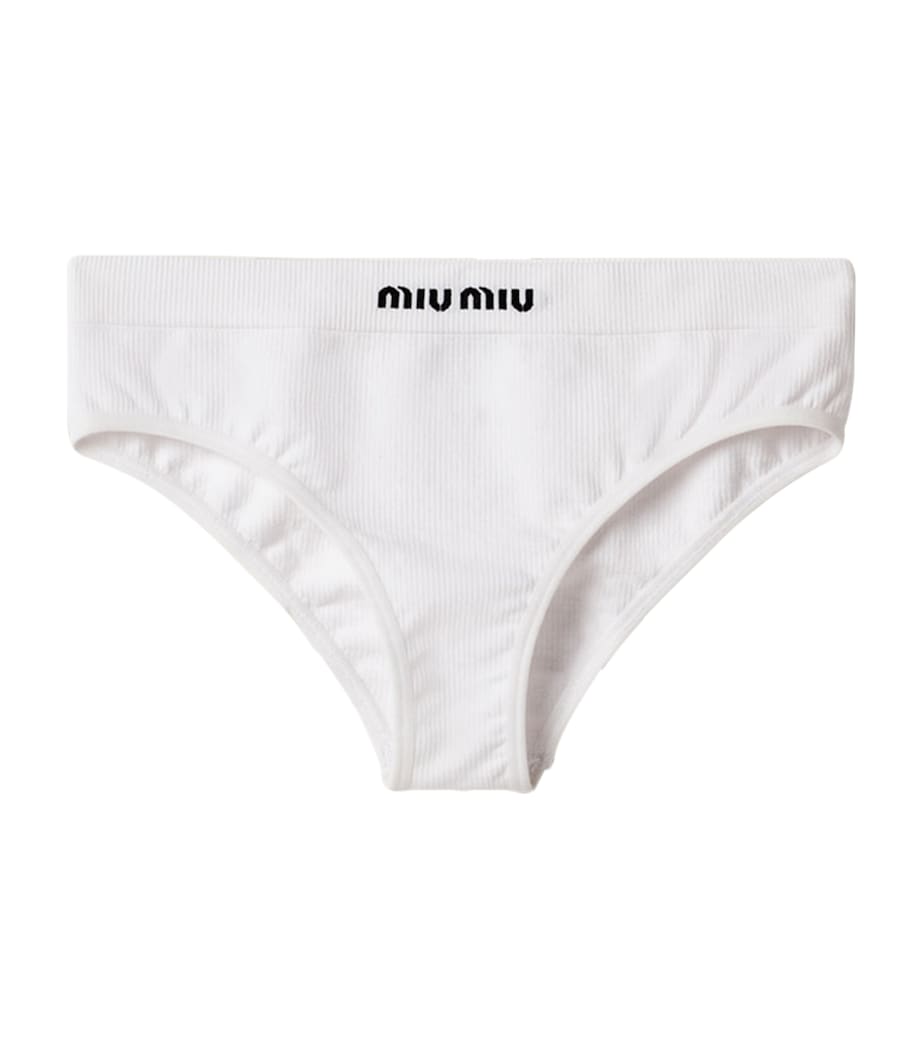 Miu Miu White Ribbed Seamless Briefs