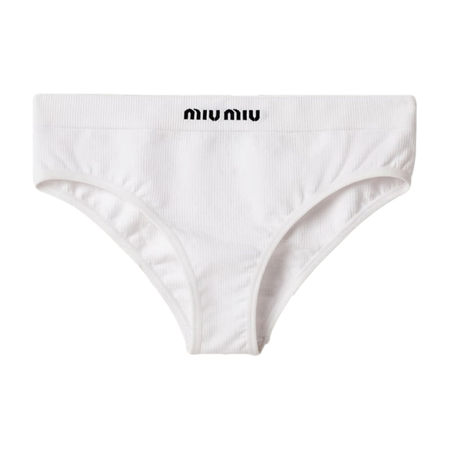 Miu Miu White Ribbed Seamless Briefs