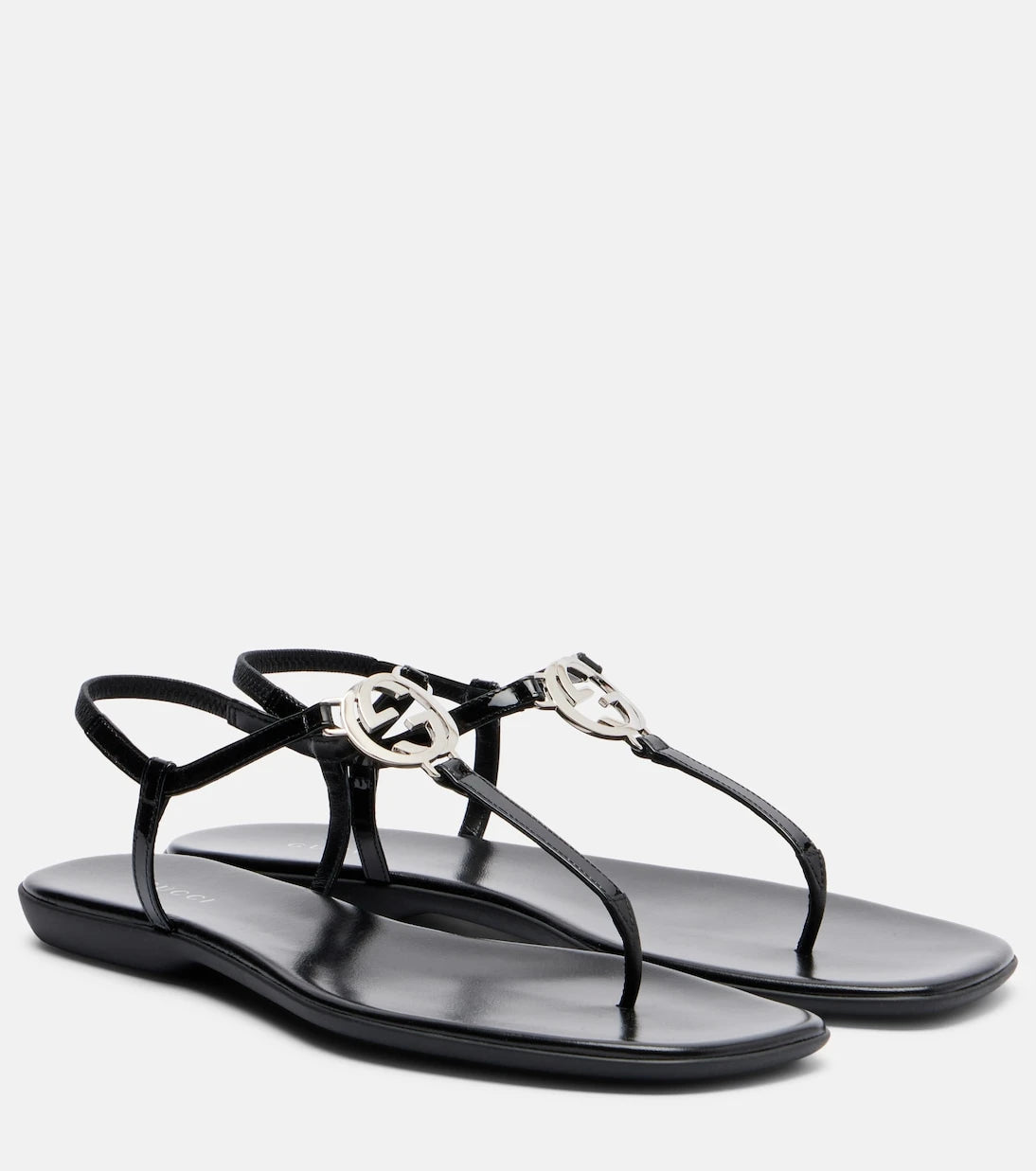 Gucci - Interlocking G patent leather thong sandals