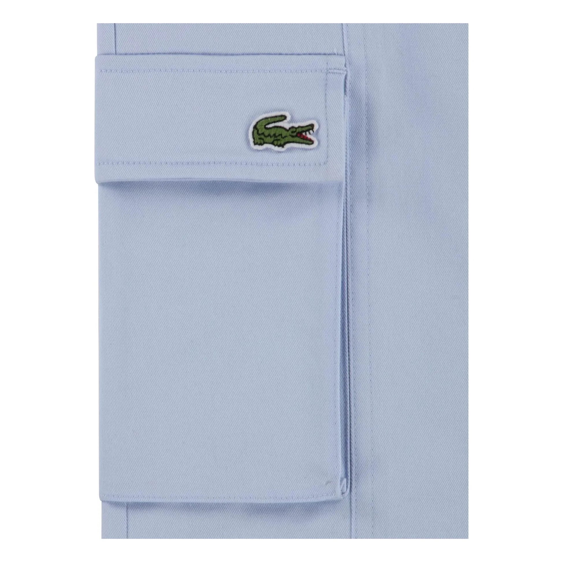 Lacoste - Elasticated Waist Organic Cotton Cargo Pants | Light Blue
