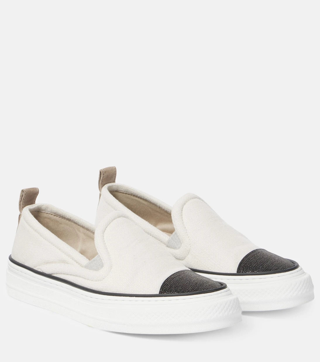 Brunello Cucinelli - Monili canvas slip-on shoes