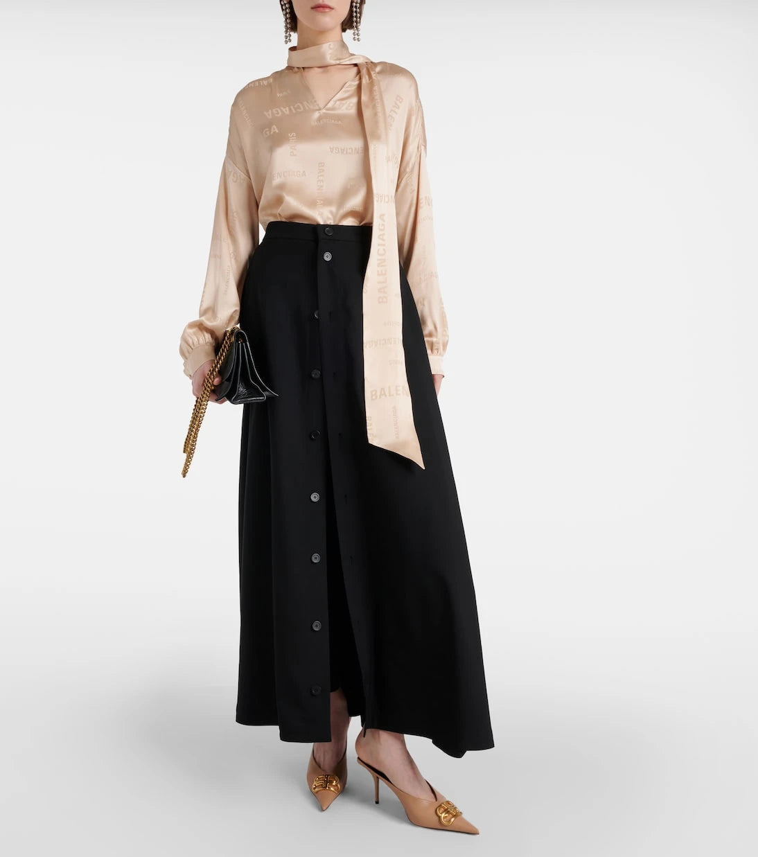 Balenciaga - Wool maxi skirt