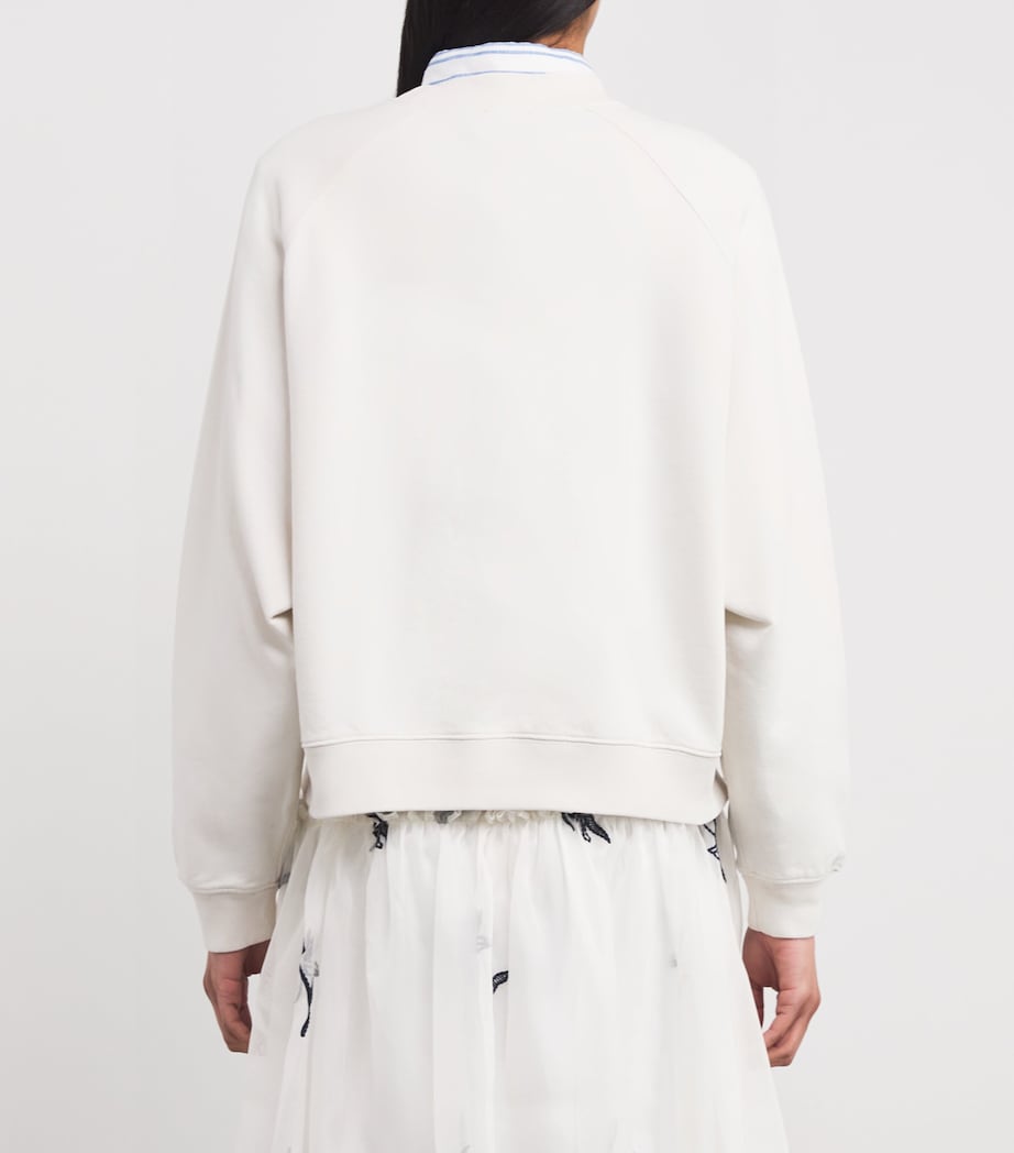 Cotton American Flag Sweatshirt WHITE