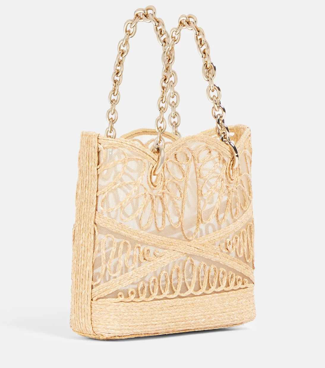 Aquazzura - Kahlo Mini logo raffia tote bag