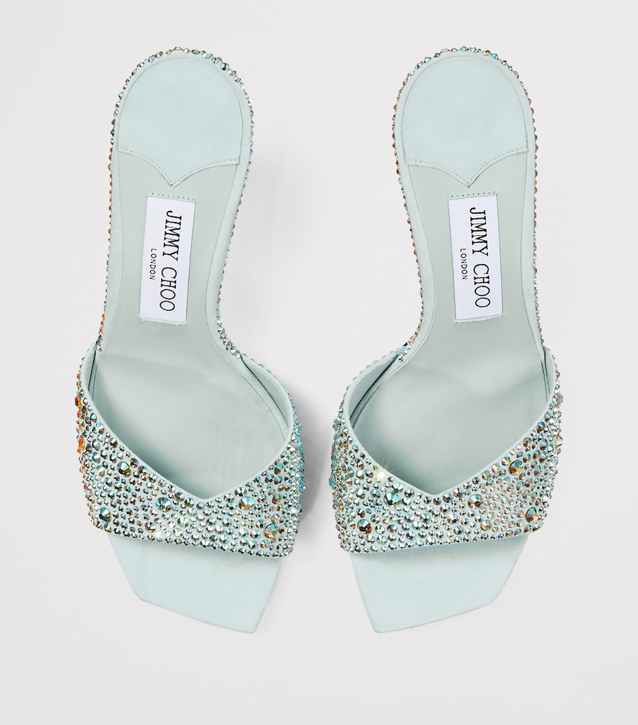 Jimmy Choo Turquoise Skye 70 Leather Embellished Mules