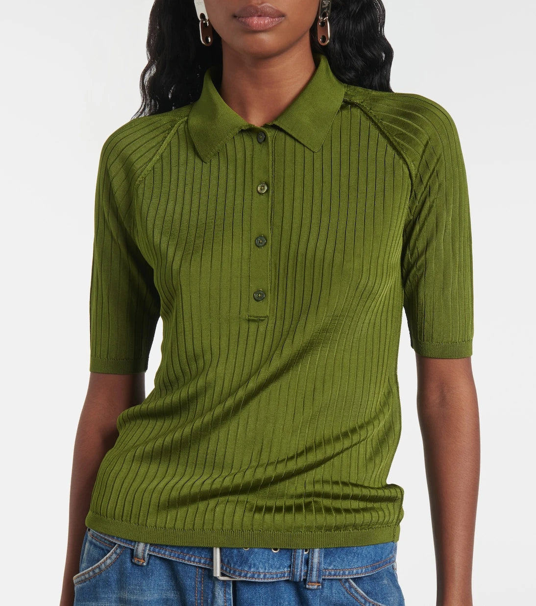 Acne Studios - Ribbed-knit polo shirt