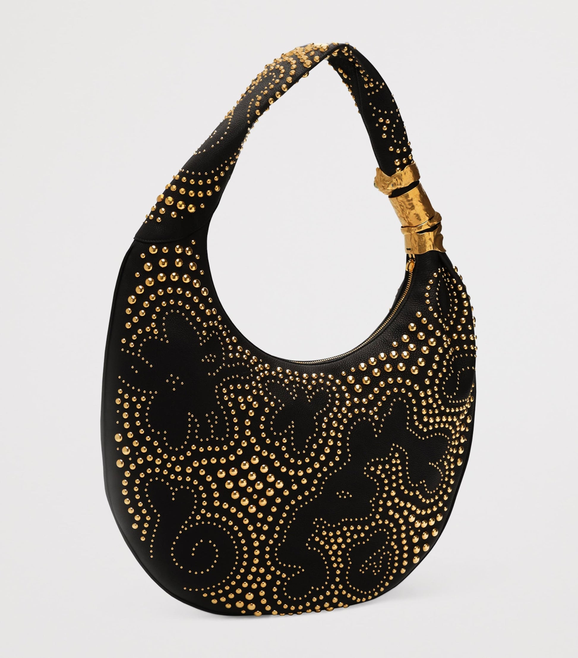 Large Leather Studded Soufflé Shoulder Bag