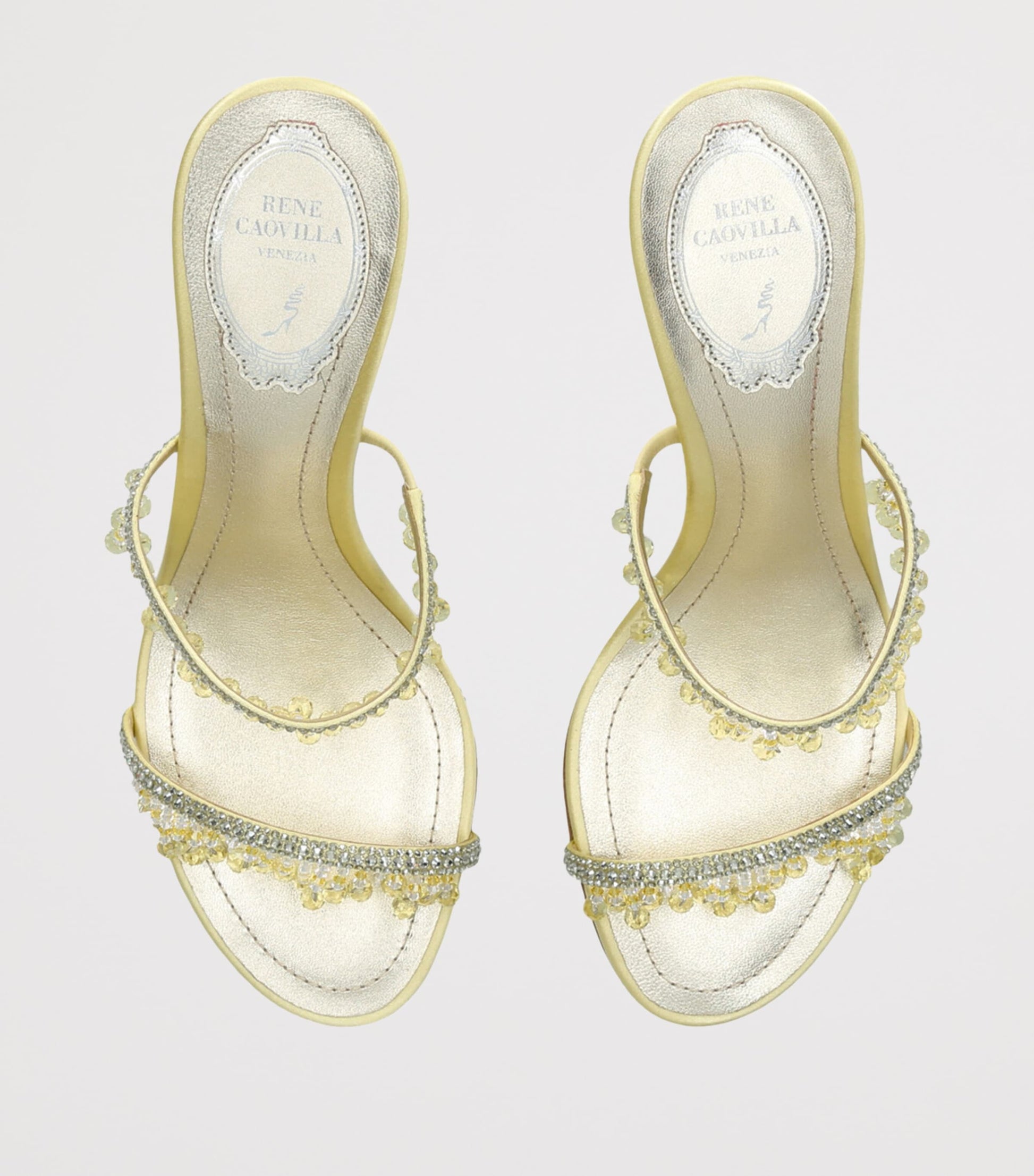 René Caovilla Satin Chandelier Heeled Mules 80