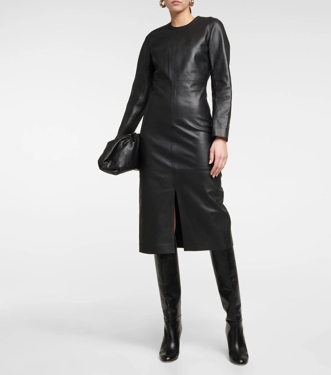 Toteme - Paneled leather midi dress