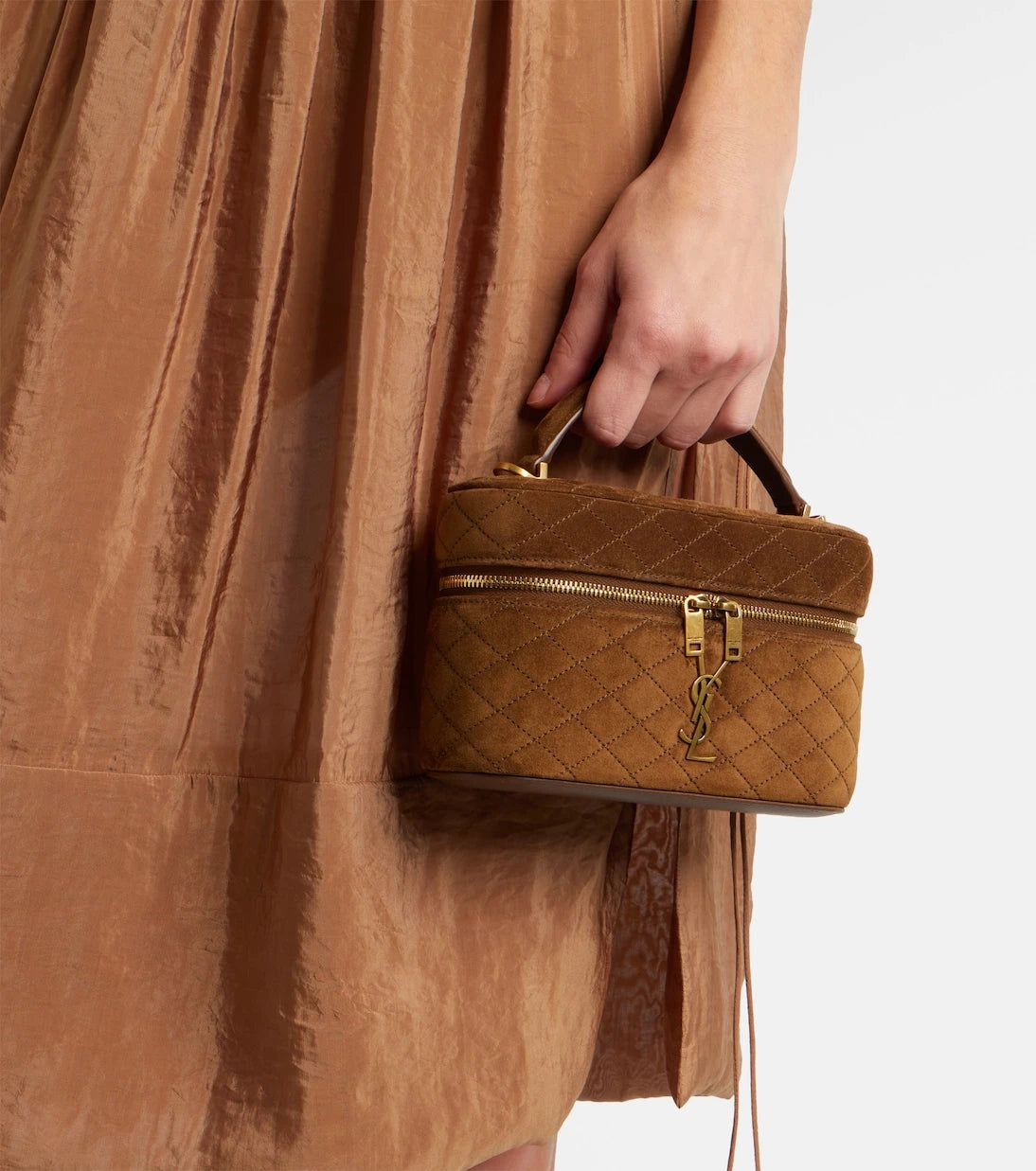 Saint Laurent - Gaby Mini quilted suede vanity bag