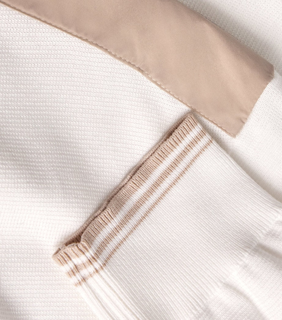 White Cotton Quarter-Zip Sweater