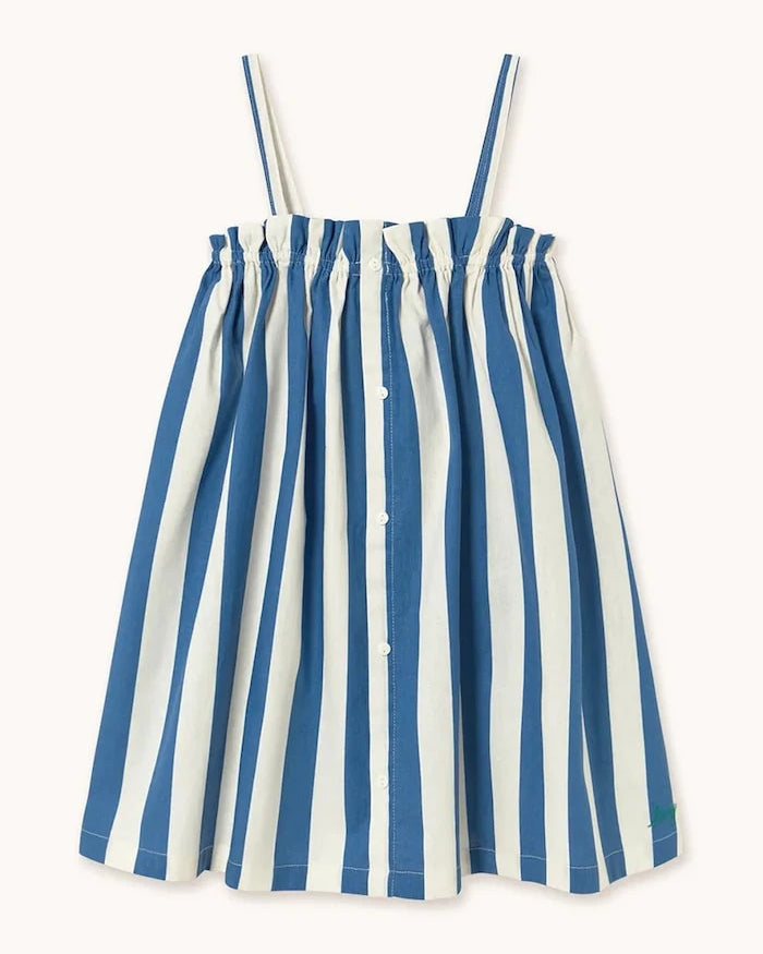 Tinycottons LIGHT NAVY STRIPES DRESS Keten Çocuk Elbisesi