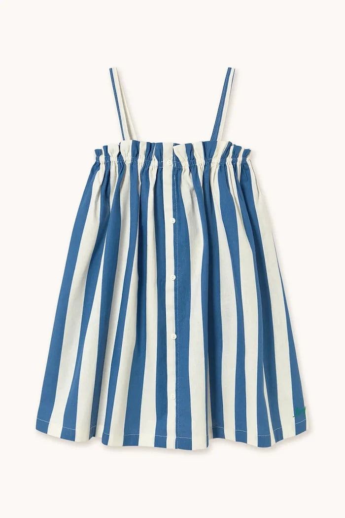 Детска рокля с лен Tinycottons LIGHT NAVY STRIPES DRESS