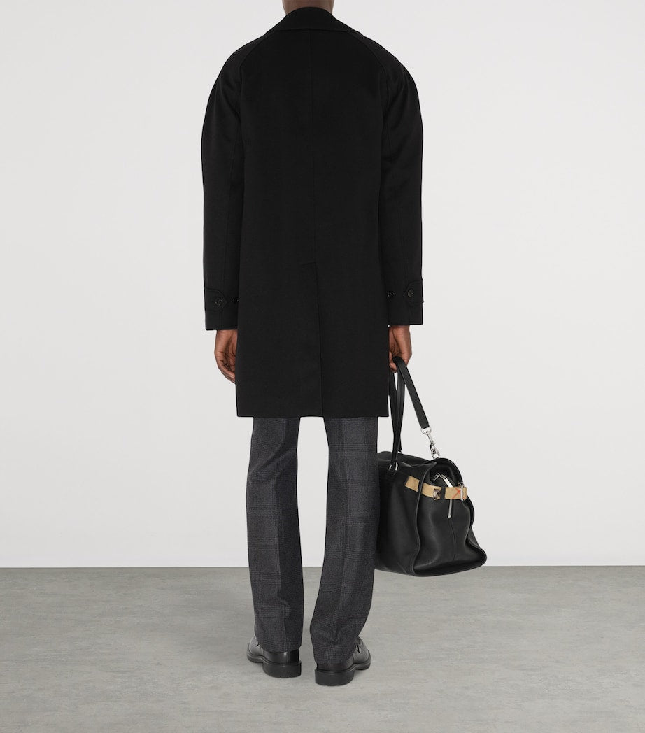 Black Cashmere Mid-Length Car Coat
