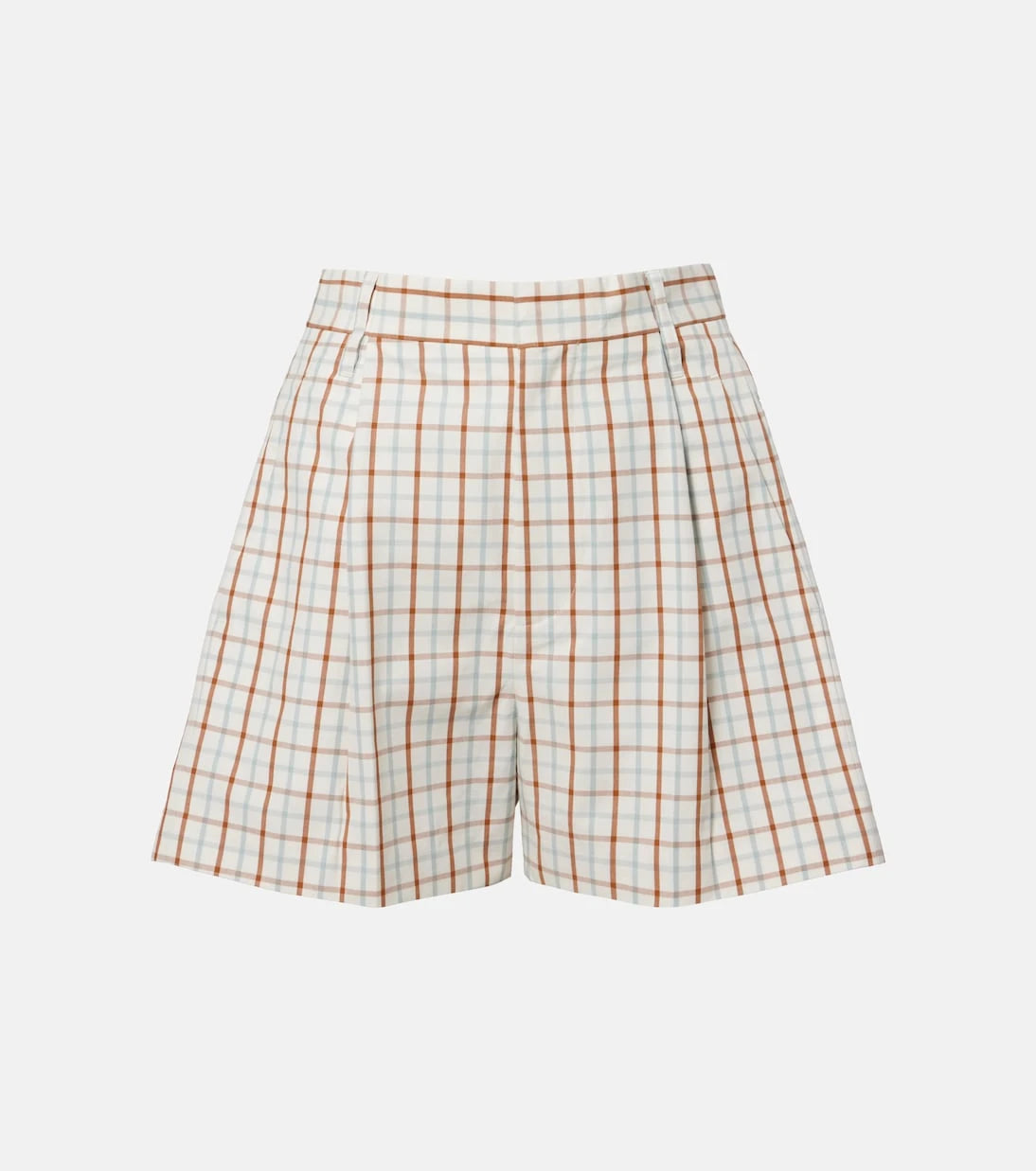 Victoria Beckham - Checked pleated cotton shorts